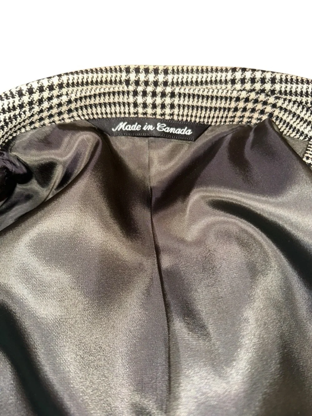 Vintage 80’s Houndstooth Blazer Men’s Made in Canada Wool Sport Coat 42R